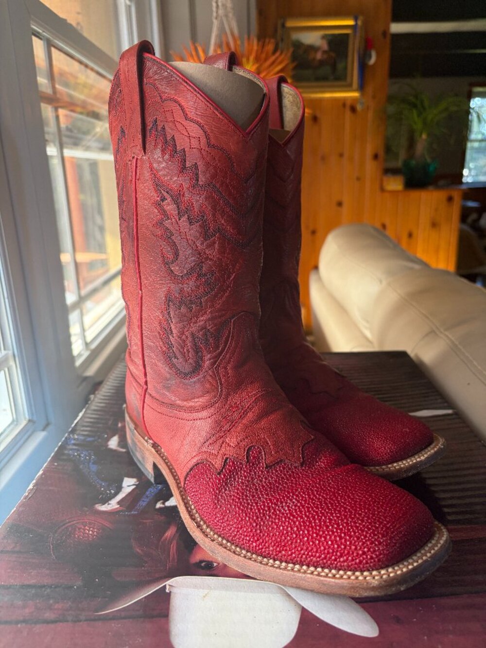 LaGrange DPL3966 Stingray Cowboy Boots Womens 7.5 M Lab Red Exotic Western